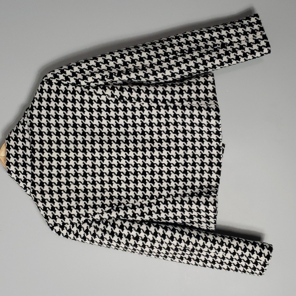Houndstooth Blazer Jacket Wool Blend Size 6 Ann Taylor Boxy - Picture 5 of 7